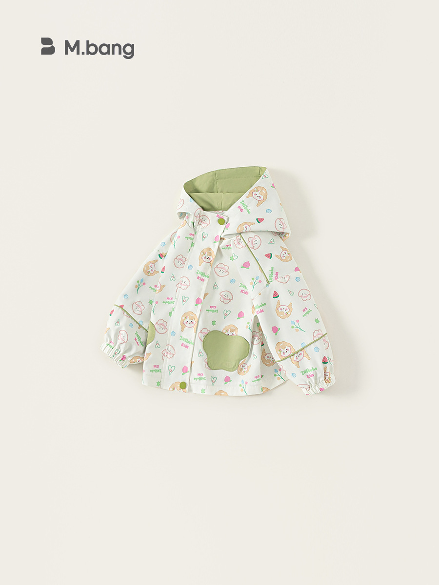 Yoobao ropa infantil de niñas ropa de otoño 2025 nueva niña impresa de manga larga bolsillo chaqueta con capuz para niños