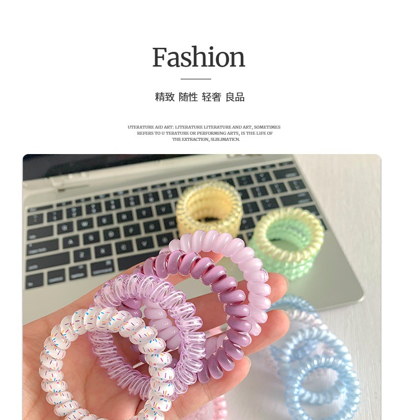 Korean-Style High-Quality Grape Coconut Hair Tie with Polka Dots, Telephone Line Style, Fresh and Versatile for Summer, Suitable for Daily Use