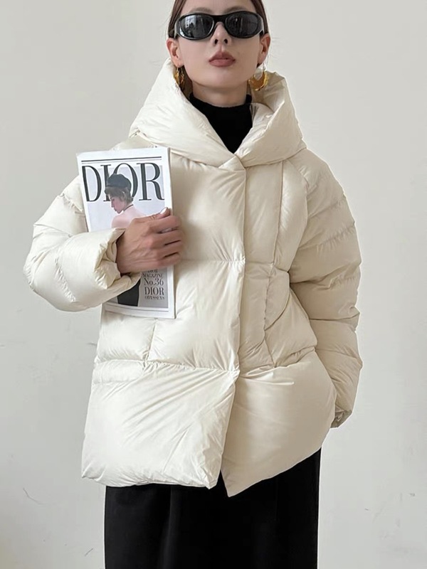 羽绒服女2025年冬季新款短款高端洋气小个子泡芙连帽90白鸭绒外套|undefined