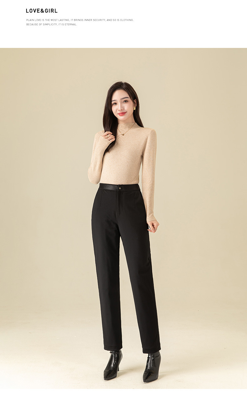 Quần nhung lạc đà nữ trung niên cao tuổi cạp cao dày dặn giữ ấm mùa đông — Màu đen (lông lạc đà dày) chi tiết 25