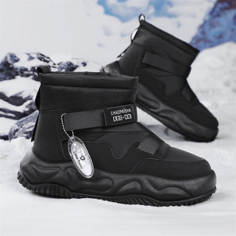 Zapatos cálidos de veludo al aire libre botas de nieve de alto perfil para hombres invierno 2024 más zapatos de algodón grueso para hombres