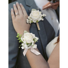 Y 82714 White Rose Wedding Corsage Wrist Flower ��ɫõ�����