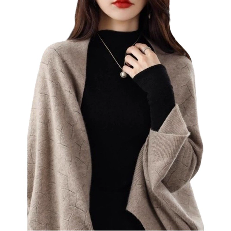 Вязаный шарф-шаль из кашемира внешней торговли двойного назначения, осень и зима, новый однотонный свободный Универсальный кардиган с внешней накидкой для женщин