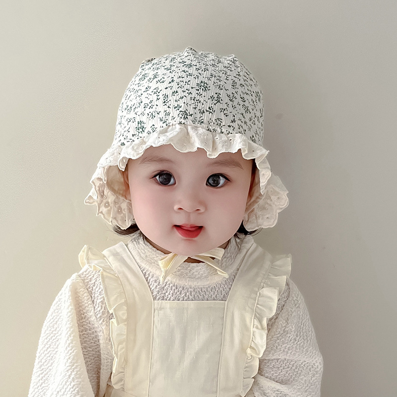 Sombrero de la corte infantil primavera y otoño gorro de princesa de flores cortas encantador versátil para bebés protectoras de oídos sombrero de protección solar