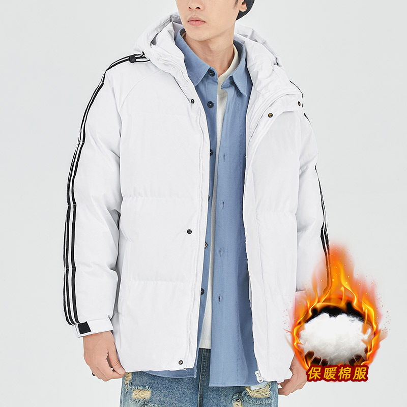 Chaqueta de invierno de algodón con tres rayas para hombre, abrigo corto de algodón moderno, ropa exterior cálida y gruesa, ropa informal de algodón para hombre, talla grande. image 1