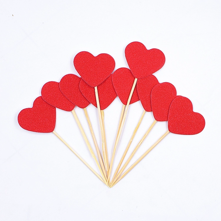 Cake topper heart picks, assorted red/rose and mixed sets, multiple pack sizes (70–100 pcs)