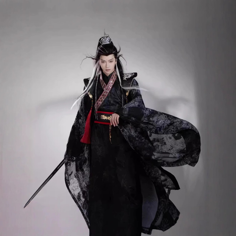 Original Han Dynasty Men's Clothing, Chinese Traditional Clothing, Ancient Costumes, Men's and Women's Fairy and Dark Robes, Dark Pattern Jacquard