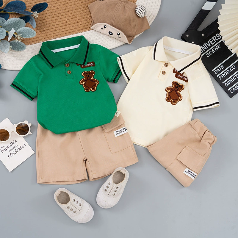Детский набор Polo, летняя детская мода, 1–3 года, короткий рукав, мишка