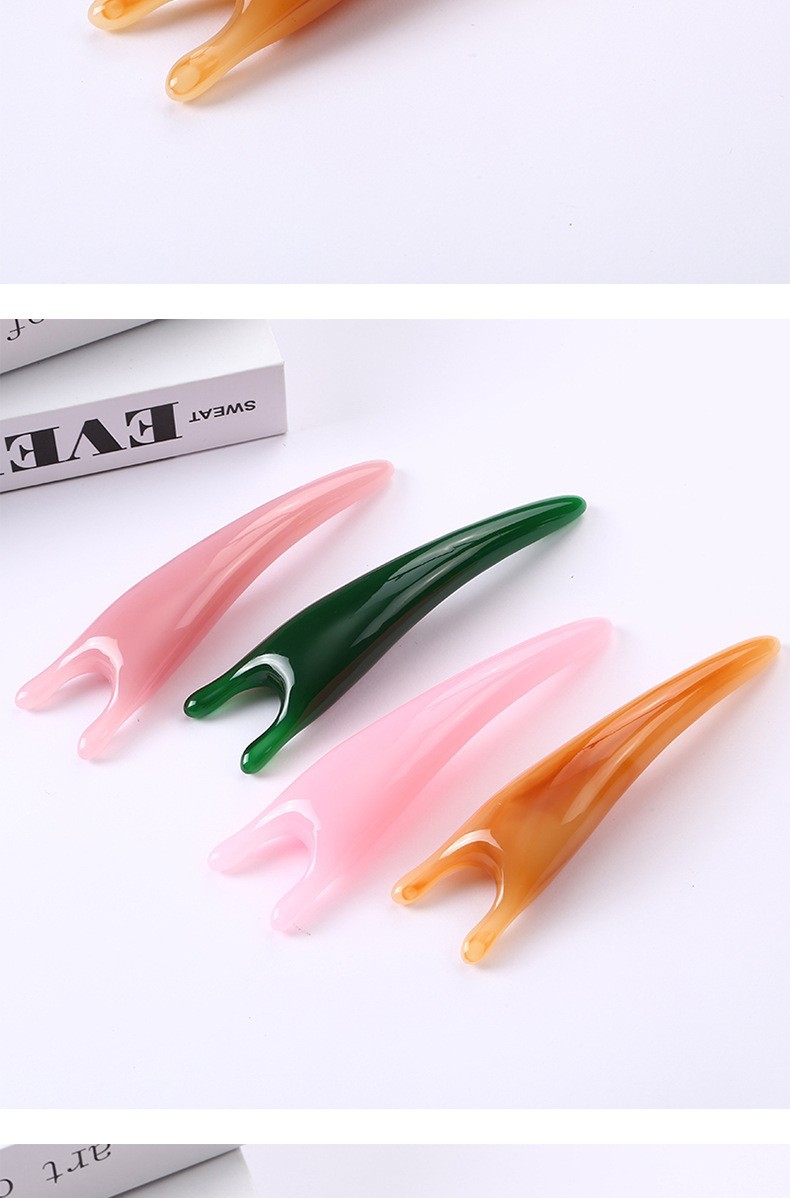 U-Shaped Resin Nose Massage Stick Portable Amber Guasha Tool for Nasal Bridge Acupressure 42g in use