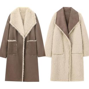 Foreign Trade 2024 Autumn New Coat Coat All-match Lapel Long Sleeve Coat Loose Casual Elegant 6318262