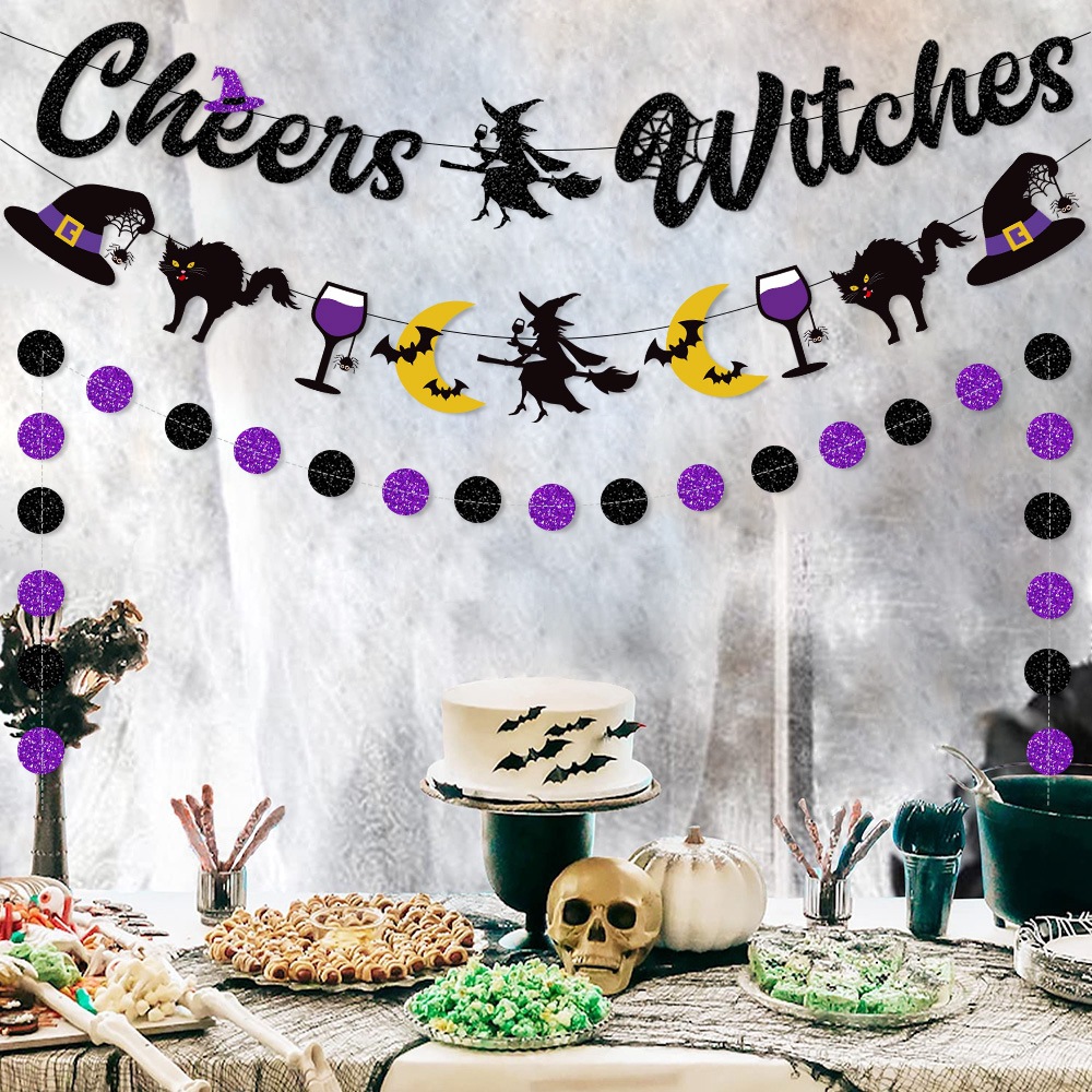 Amazon nuevo tema de la Bruja de Halloween decoración tire bandera bar Haunted House Party decoración tire bandera