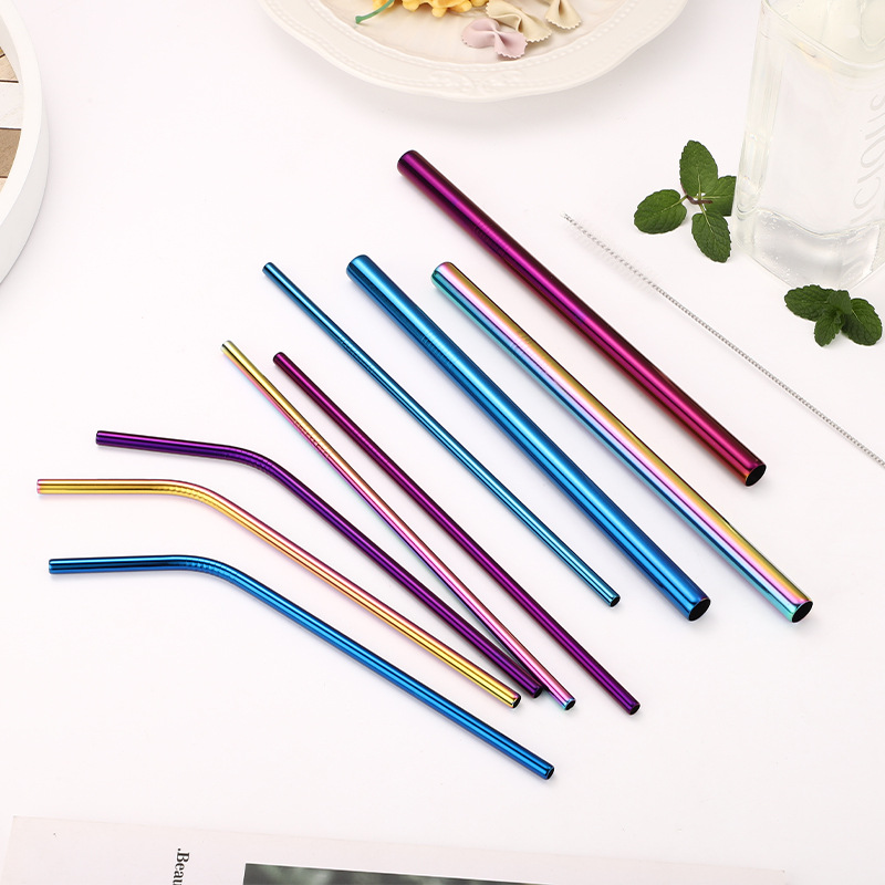 ins304 stainless steel straw set metal elbow straw environmentally friendly juice cold drink coffee pearl milk tea straw