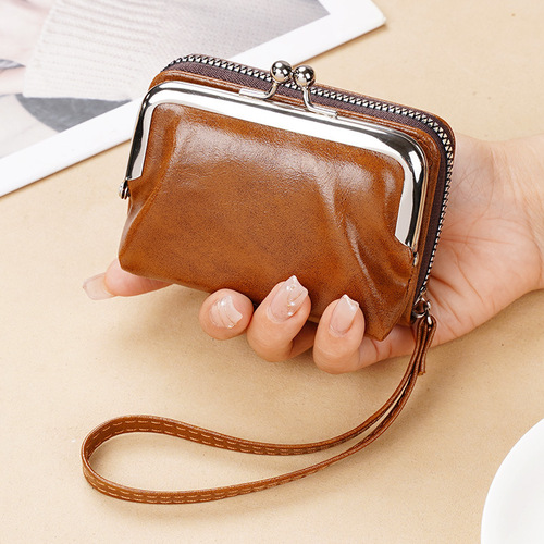 2024 new coin card holder cross-border supply women's buckle coin purse 4-inch zipper clip bag clutch bag
