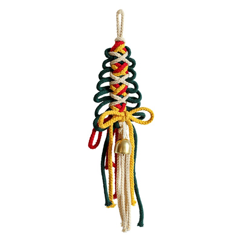 Nueva cuerda tejida de Navidad, campana tejida de color de estilo nacional, colgante de puerta, colgante de pared, decoración de atmósfera de árbol de Navidad, colgante al por mayor