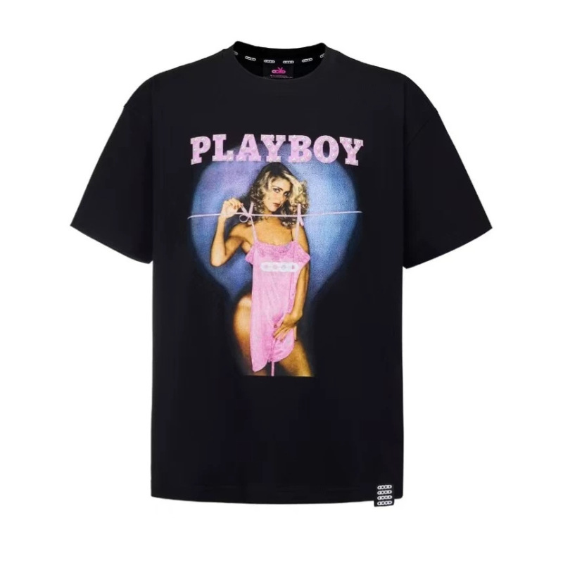 Goodbrand × Playboy Collaboration Lace Strap Top Retro Luxury Short-Sleeve T-Shirt for Women and Men Goodbrand × Playboy Collaboration Lace Strap Top Retro Luxury Short-Sleeve T-Shirt for Women and Men