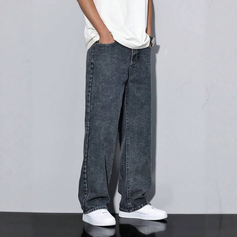 American Style 2026 Summer Jeans Trendy Loose Straight Casual Jeans for Men