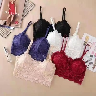 Beauty back bra summer women's thin lace beauty back underwear tube top women's wireless strap small chest push up bra