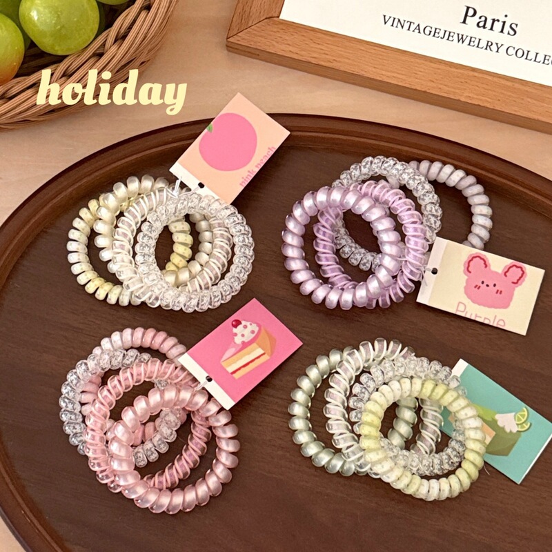 High-Quality Telephone Cord Hair Tie Set, Fresh and Versatile, High Elasticity, Durable, No-Trace Hair Rope, Cute Hair Accessory for Girls