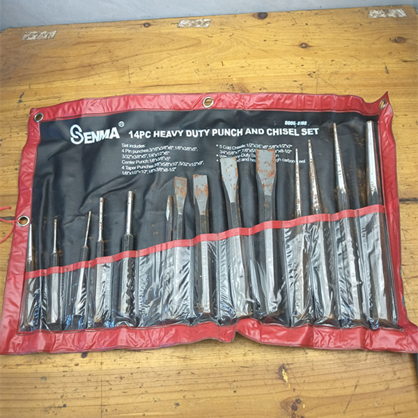 14PC组套石工凿工业级锻钢扁錾子尖刃口锋利硬度实物图