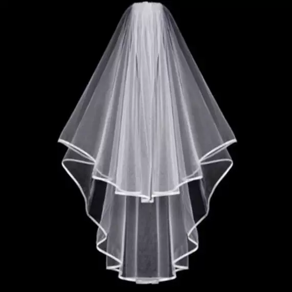 现货欧美Bride to be派对头纱 双层包边带发梳 简约新娘拍照装饰