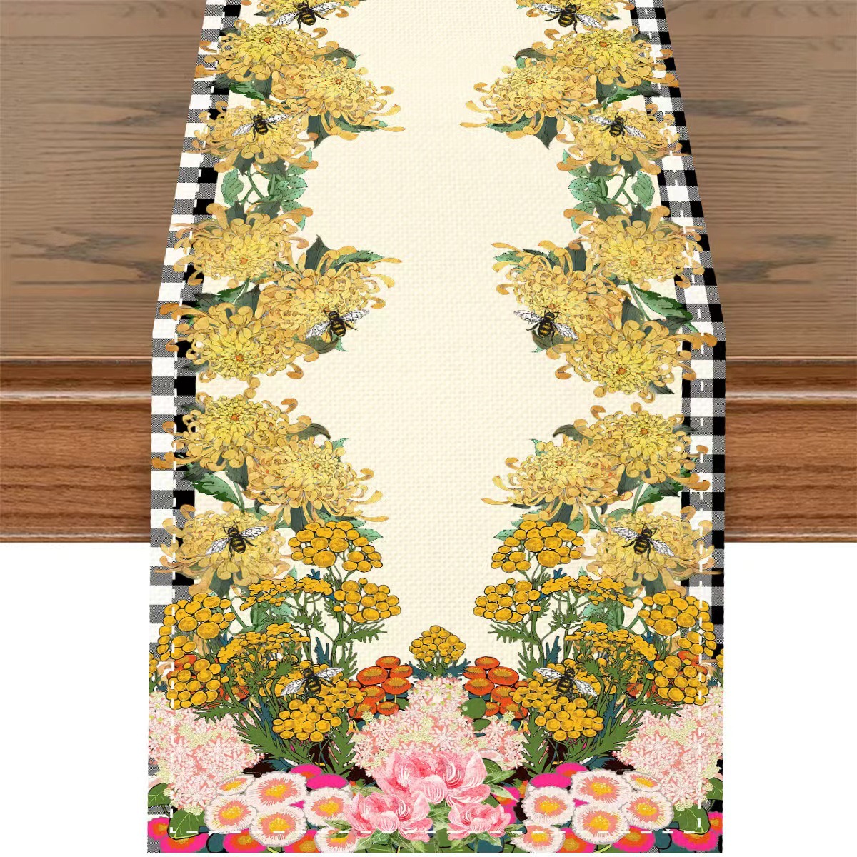 Nuevo transfronterizo impresión digital bandera de mesa Amazon patrón de abeja nórdica anticontaminante aislamiento térmico decoración de mesa de comedor