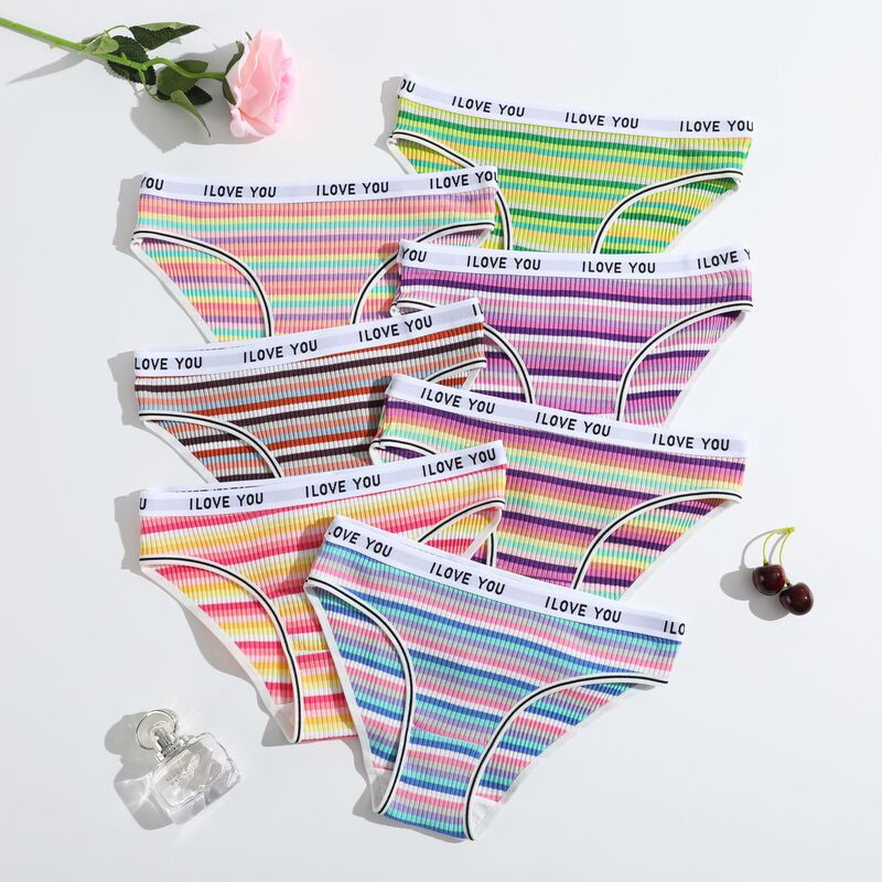 The new cotton thread ladies color thread briefs low waist breathable double file girl underwear manufacturers direct batch
