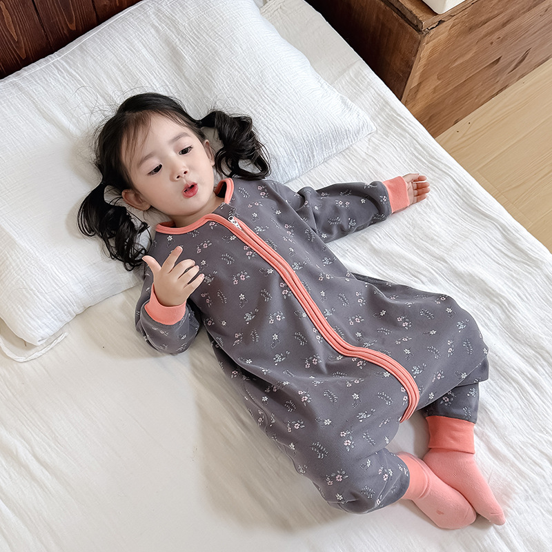 짙은 회색 바탕 꽃무늬 - 기모 침낭 / 80 야드 (권장 높이 75 ~ 85cm)