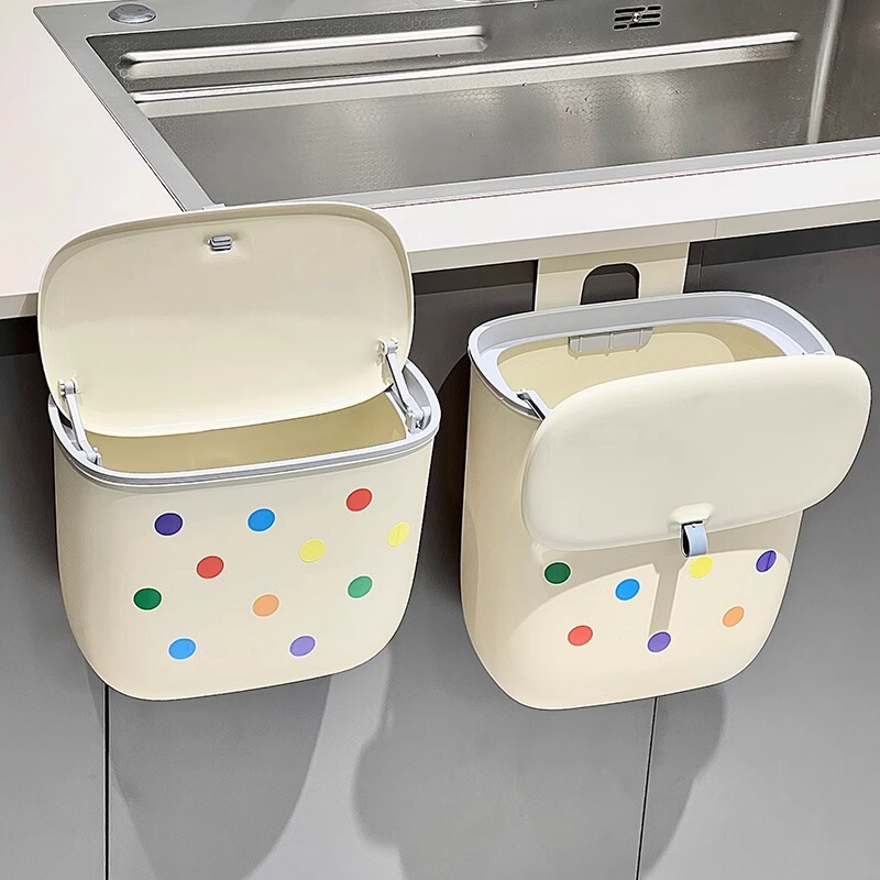 Wall-Mounted Trash Can for Toilet and Bathroom with Lid, Gap-Hanging Wall-Mounted Wastebasket for Household Kitchen Waste Storage