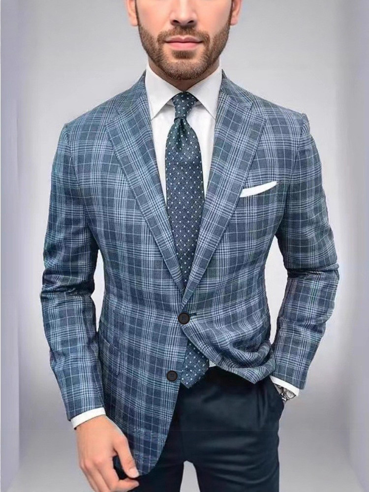 Trajes transfronterizos ordenados impresión de dos botones trajes casuales de hombre para trabajar con ropa ligera de negocios de hombre en stock