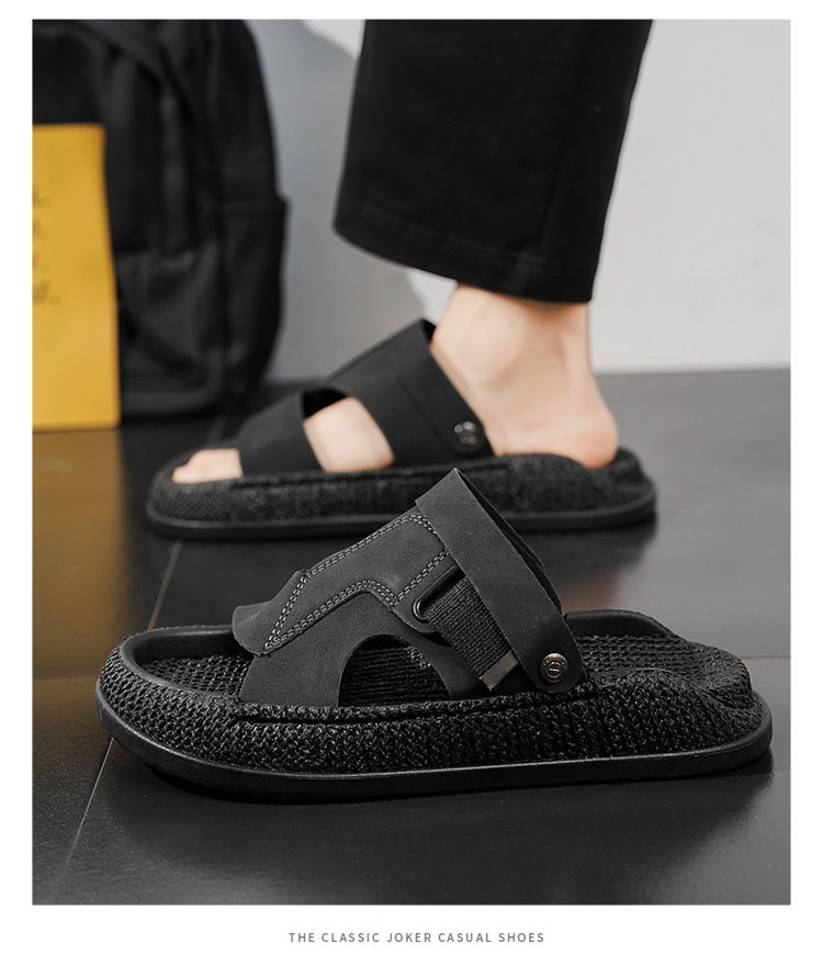 Dép sandal nam quai ngang mở ngón chân, đế EVA chống trượt, thoáng khí, cỡ lớn — 8012 màu kaki, 8012 đen, 8012m màu chi tiết 14