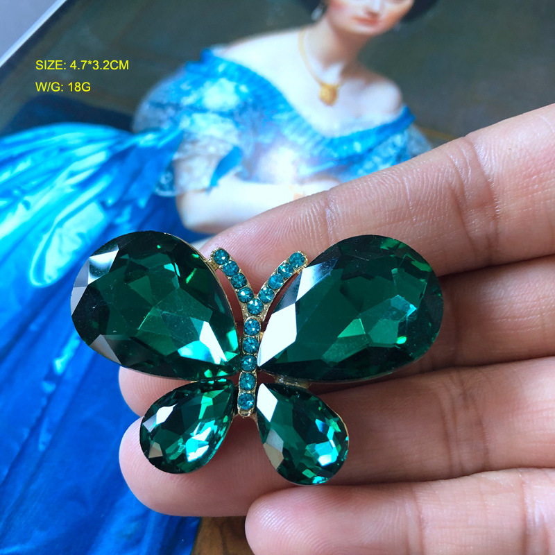Fashion Emerald Gemstone Diamond Flower Crystal Brooch display picture 7