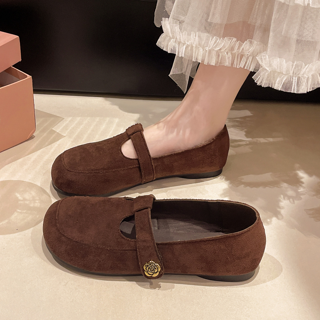 Women's Retro Square-toed Mary Jane Flats With Soft Sole Spring_voghion.com