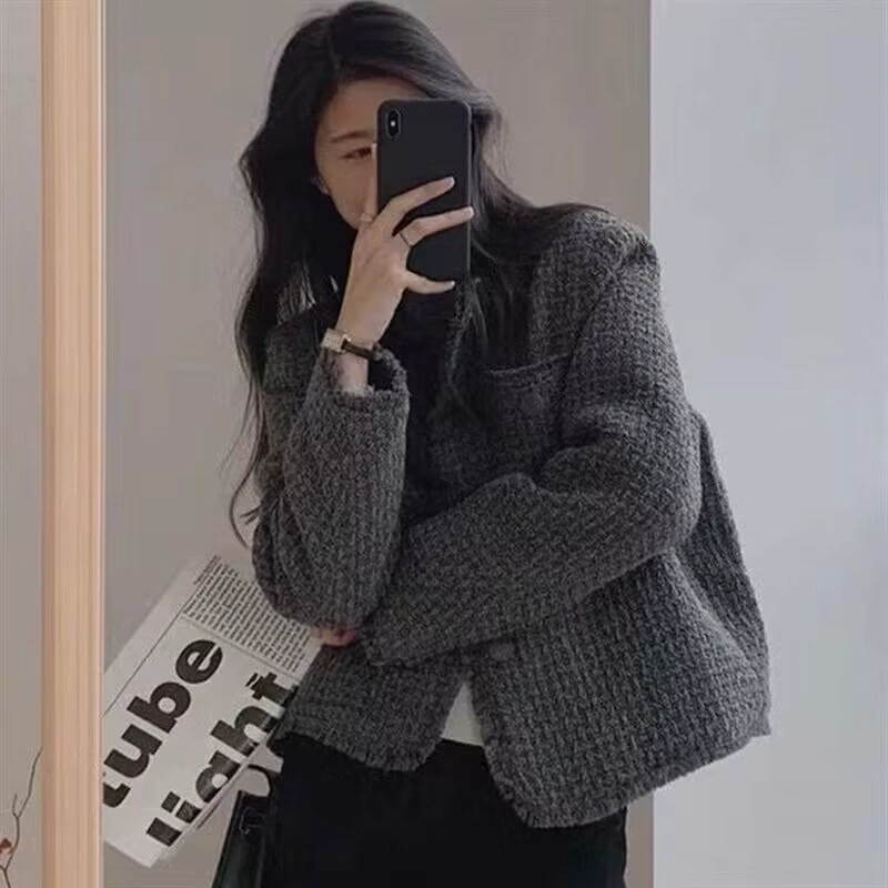 Деми‑сезонный вязаный кардиган‑жакет, французский «Chanel» стиль, высококлассный прямой крой