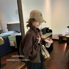 休闲立领棒球服外套女短款小个子2025秋季新款宽松百搭格子夹克