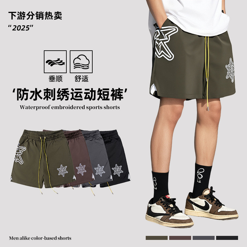 2026 New Style American High Street Embroidered Letter Breathable Sports Shorts for Men, Summer Thin Casual Sports Shorts 2026 New Style American High Street Embroidered Letter Breathable Sports Shorts for Men, Summer Thin Casual Sports Shorts