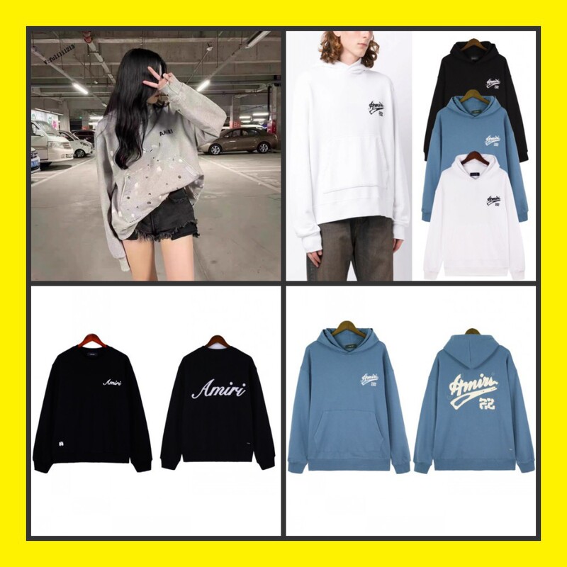 Amiri Letter Logo Printed Hooded Cotton Sweatshirt Splash Ink Flow Paint Graffiti Embroidered Hoodie Couple Jacket