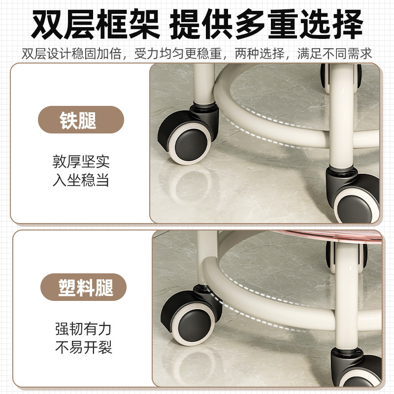 Rueda universal taburete pequeño Internet celebridad de los niños hermosa costura polea taburete bajo pequeña silla hogar respaldo acrílico taburete transparente