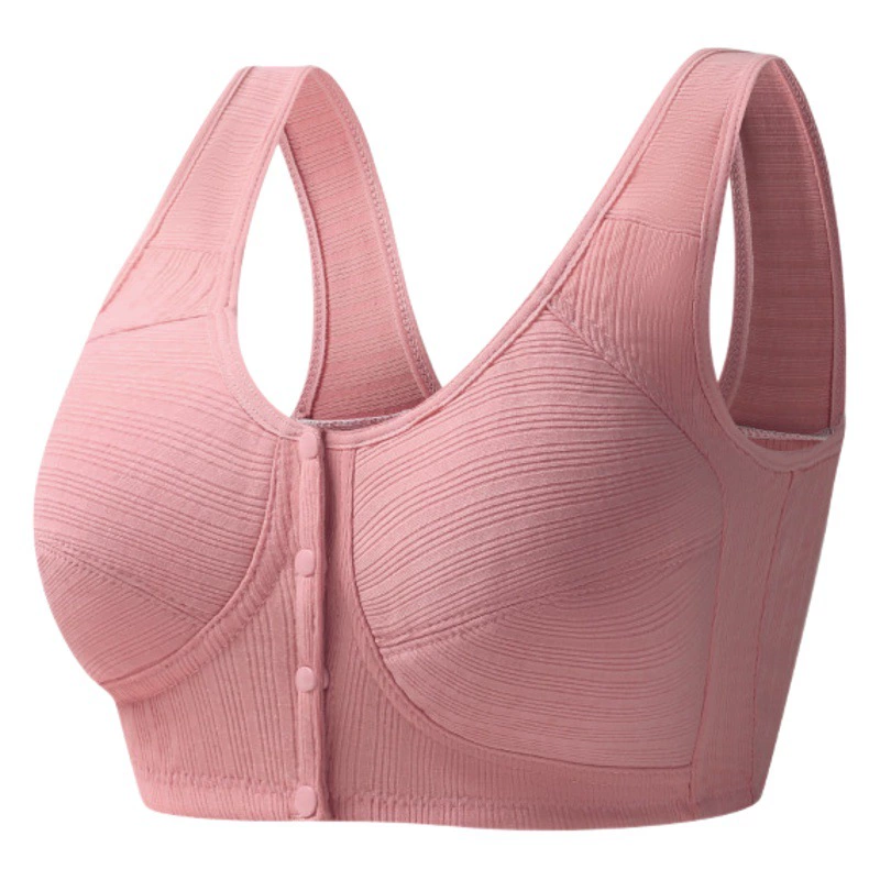 Новое нижнее белье из хлопковой ткани с резьбой и пряжкой спереди, женский жилет, тонкий хлопковый бюстгальтер больших размеров для среднего и пожилого возраста без колец