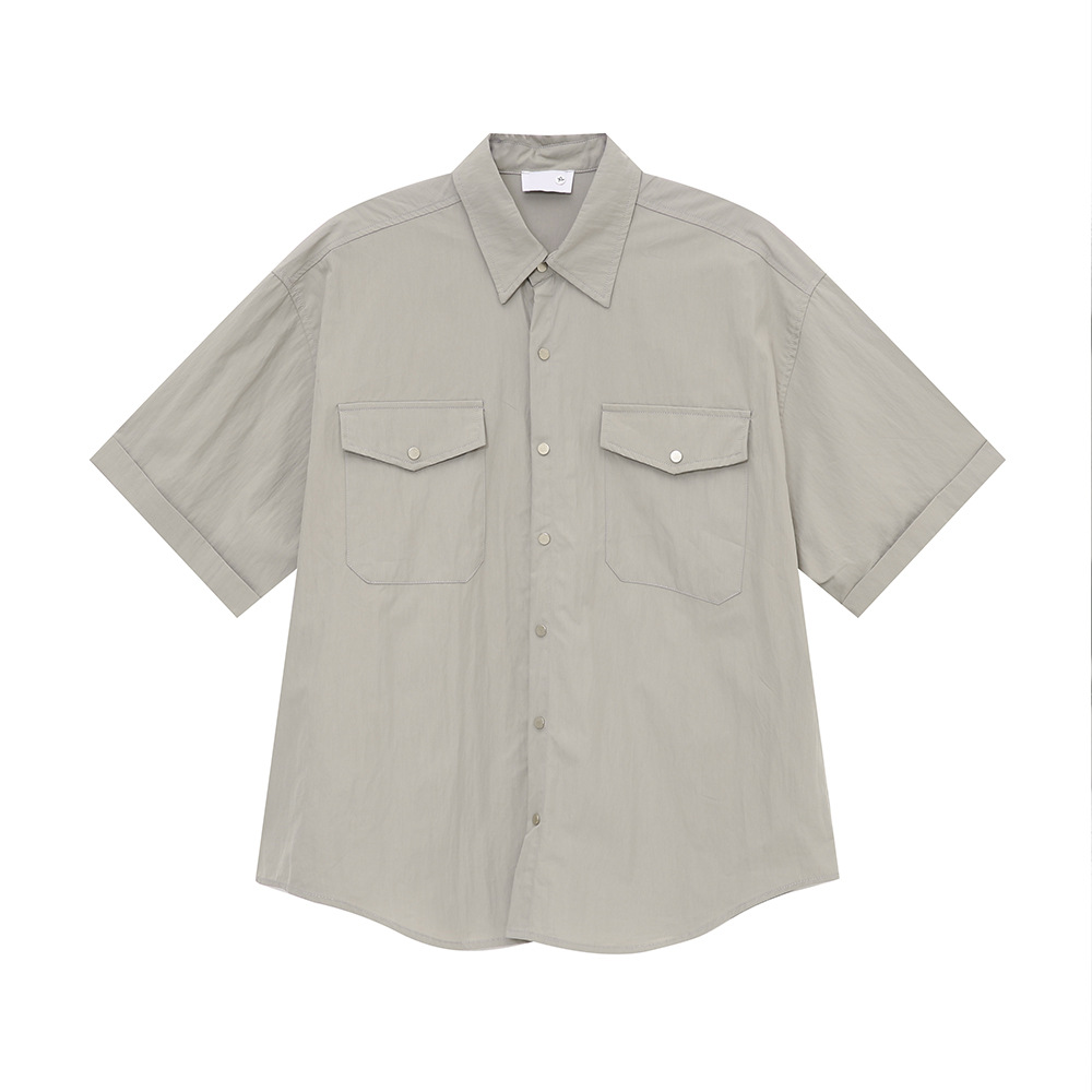 MTLCLOTHES Hombres| 2024 verano nuevos productos japoneses CityBoy herramientas camisa de color sólido conjunto casual