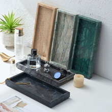 天然大理石浴室托盘 化妆品首饰和珠宝收纳托盘 家居玄关摆件托盘