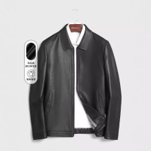 2025高档真皮皮衣男头层绵羊皮外套翻领休闲秋冬款中年款皮夹克
