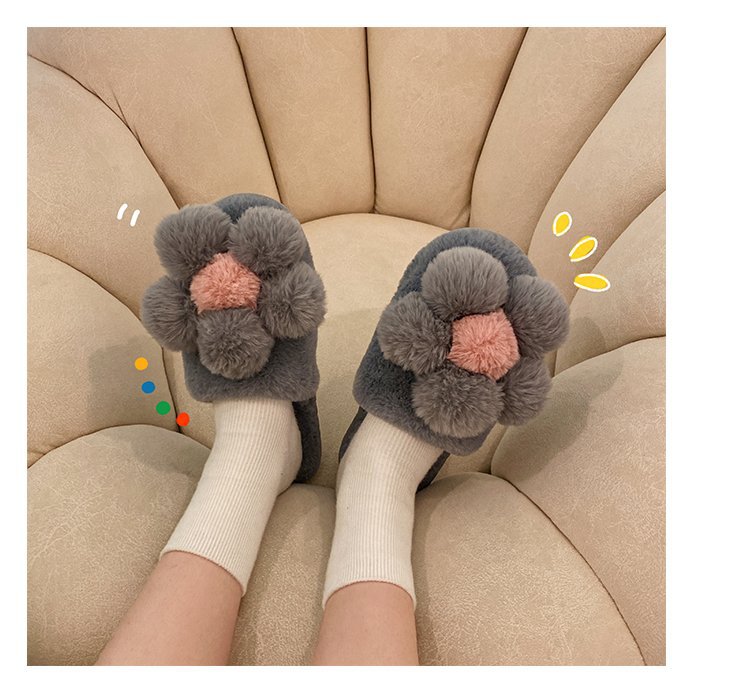 Flower Home Plush Cotton Slippers NSDFX81870