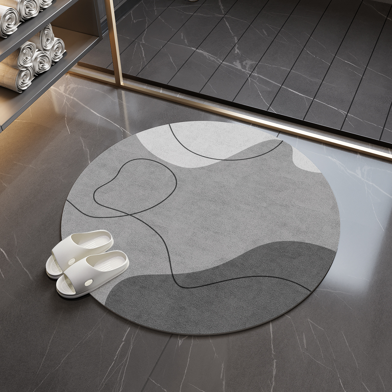 Baño redondo inodoro almohadilla de suelo de barro de diatomeas suave almohadilla de absorción de agua puerta de baño anti-deslizante pie de baño inodoro