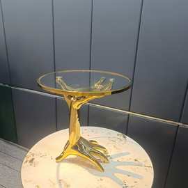 意式轻奢金属手掌个性创意边几小茶几家用客厅沙发角几家居