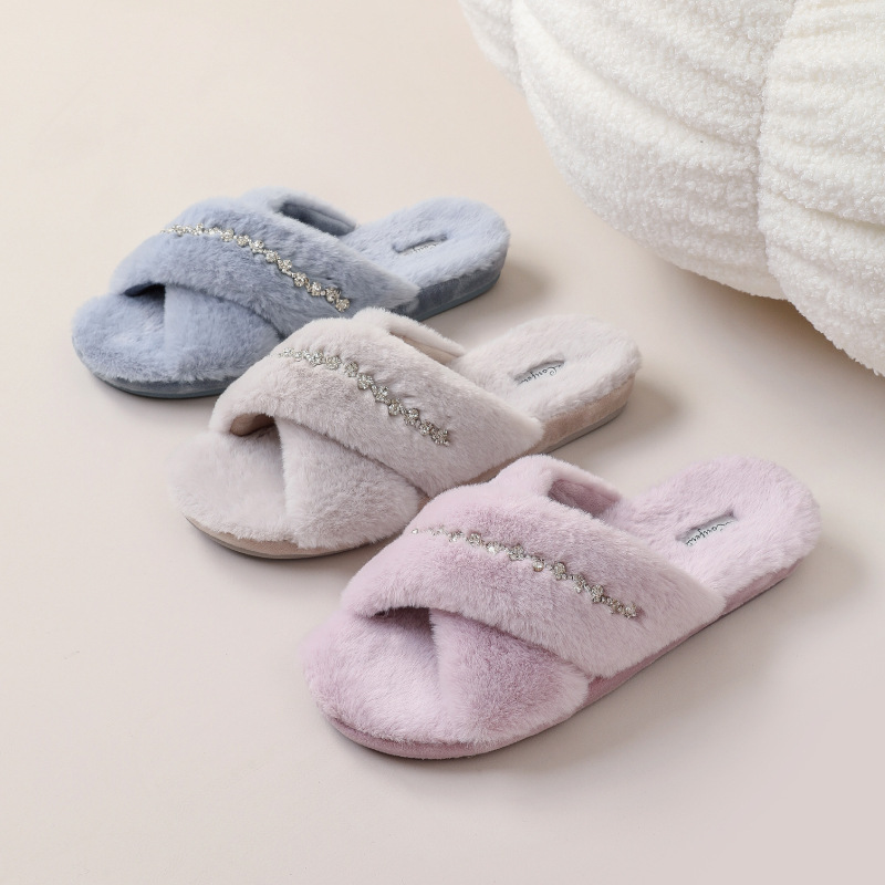 Light Luxury Women's Autumn And Winter Plush Home Slippers With Simple Style_voghion.com