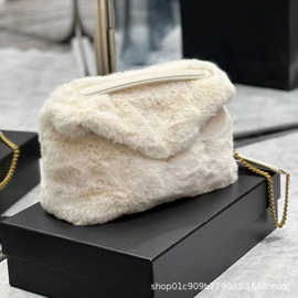 圣家冬季羊毛款配羊皮SLP新品牛皮logo磁扣链条女士手提单肩包