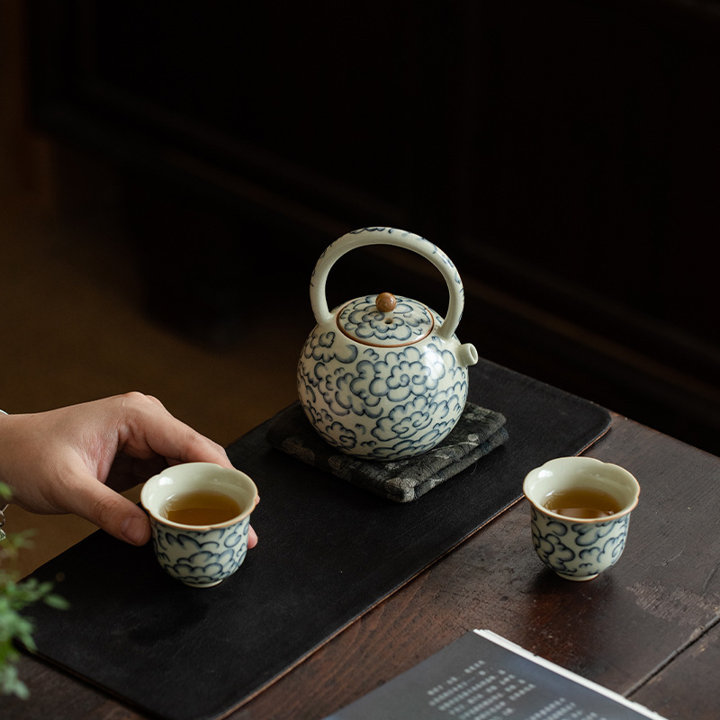 汝窯急須の単一の小型陶磁器家庭用の小さな茶器の工夫茶器の青花磁器の開片は梁壺を養うことができます。|undefined