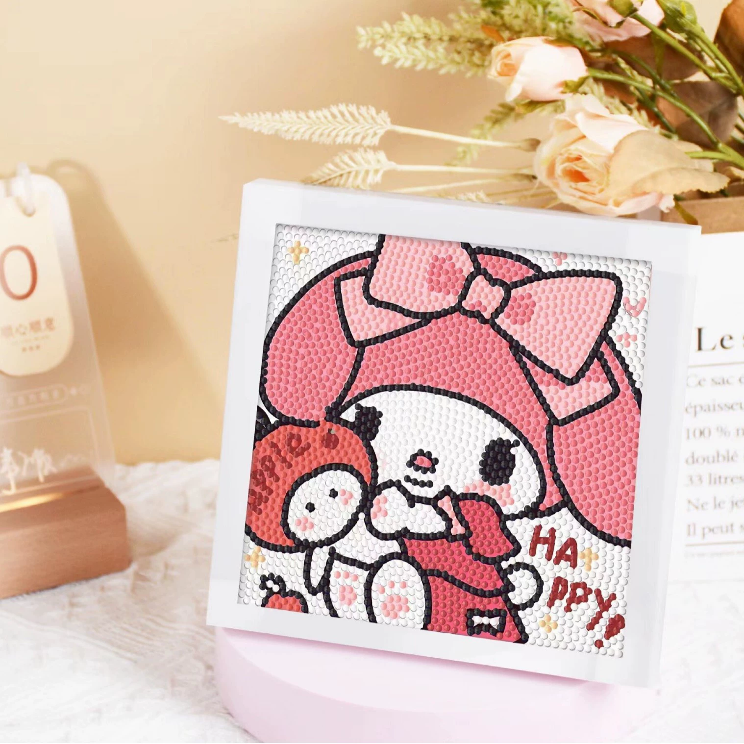 Кристальная вышивка DIY (Kuromi & KT Cat) 17×17 см фоторамка, набор наклеек в стиле мультфильма с полным заполнением