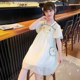 女童连衣裙夏季薄款2024新款中国风儿童汉服裙超仙雪纺女孩公主裙