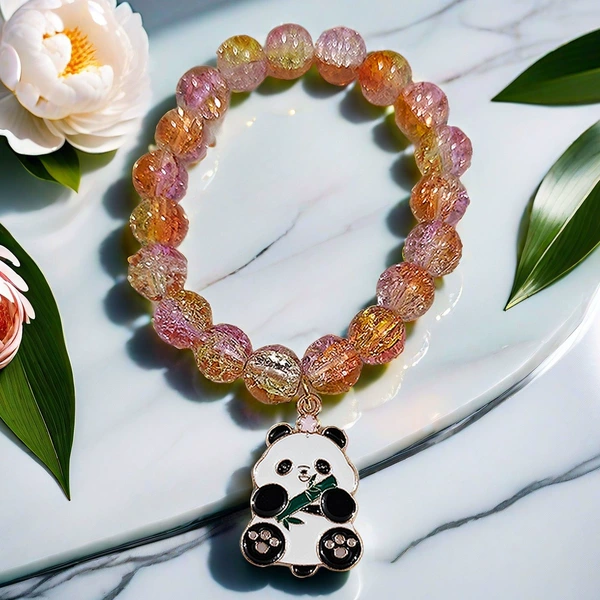 X11 purple and yellow glazed flower panda bracelet